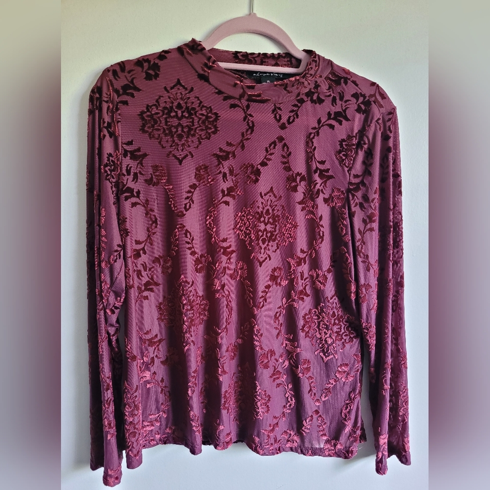 Y2K A LOVE STORY long sleeve velvet lace top XL